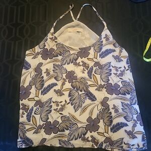 LOFT Women's Floral Halter Top - Purple and Cream